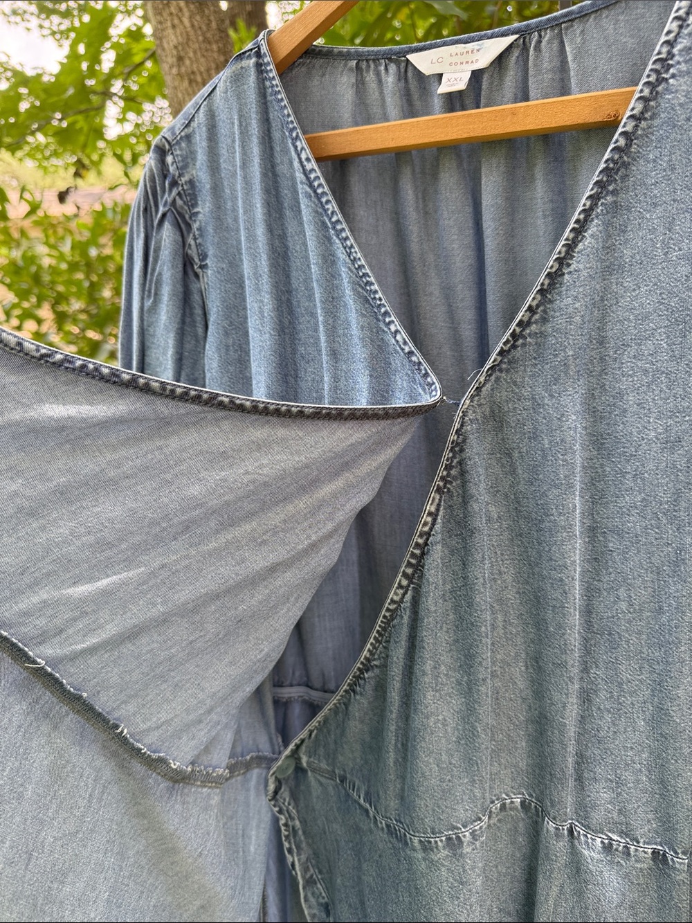 LC Lauren Conrad Light Blue Denim Wrap Dress - Picture 4 of 7